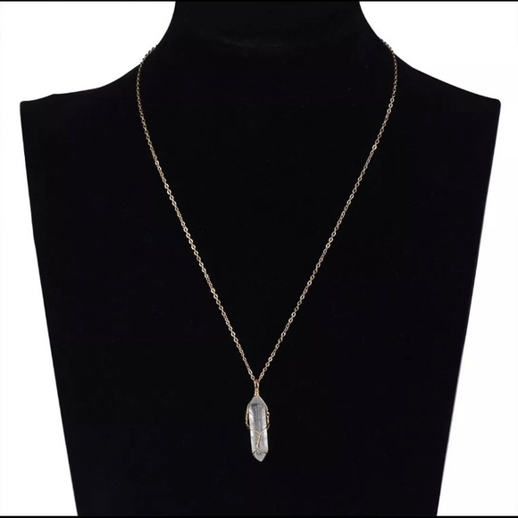 Wire Wrapped Crystal Necklace, Healing Crystals - Picture 7 of 11